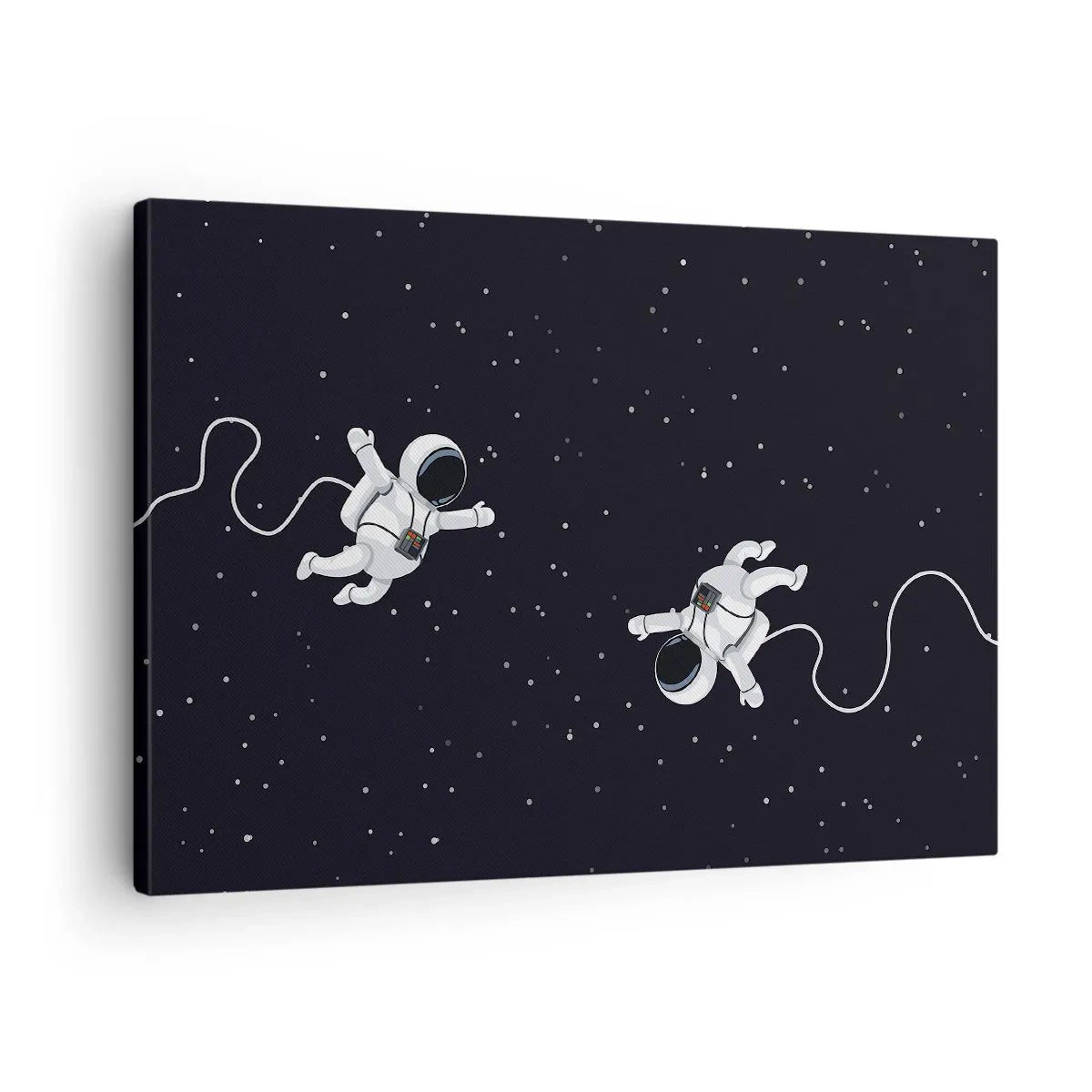 Obraz na plátně - Astronauti plující ve vesmíru na pozadí hvězd - 70x50cm - Kosmický tanec - Moderní nástěnná dekorace do obývacího pokoje a ložnice ARTTOR