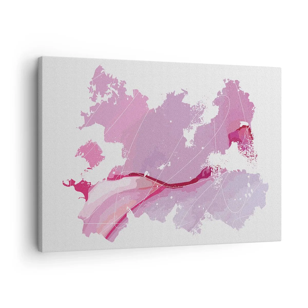 Obraz na plátně - Abstraktní mapa světa v odstínech růžové - 70x50cm - Mapa růžového světa - Moderní nástěnná dekorace do obývacího pokoje a ložnice ARTTOR