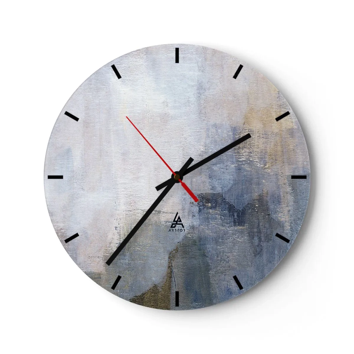 Nástěnné hodiny - Abstraktní kompozice v odstínech modré a šedé - 30x30cm - Tóny a akordy barev - Moderní nástěnná dekorace do obývacího pokoje, kuchyně a ložnice ARTTOR