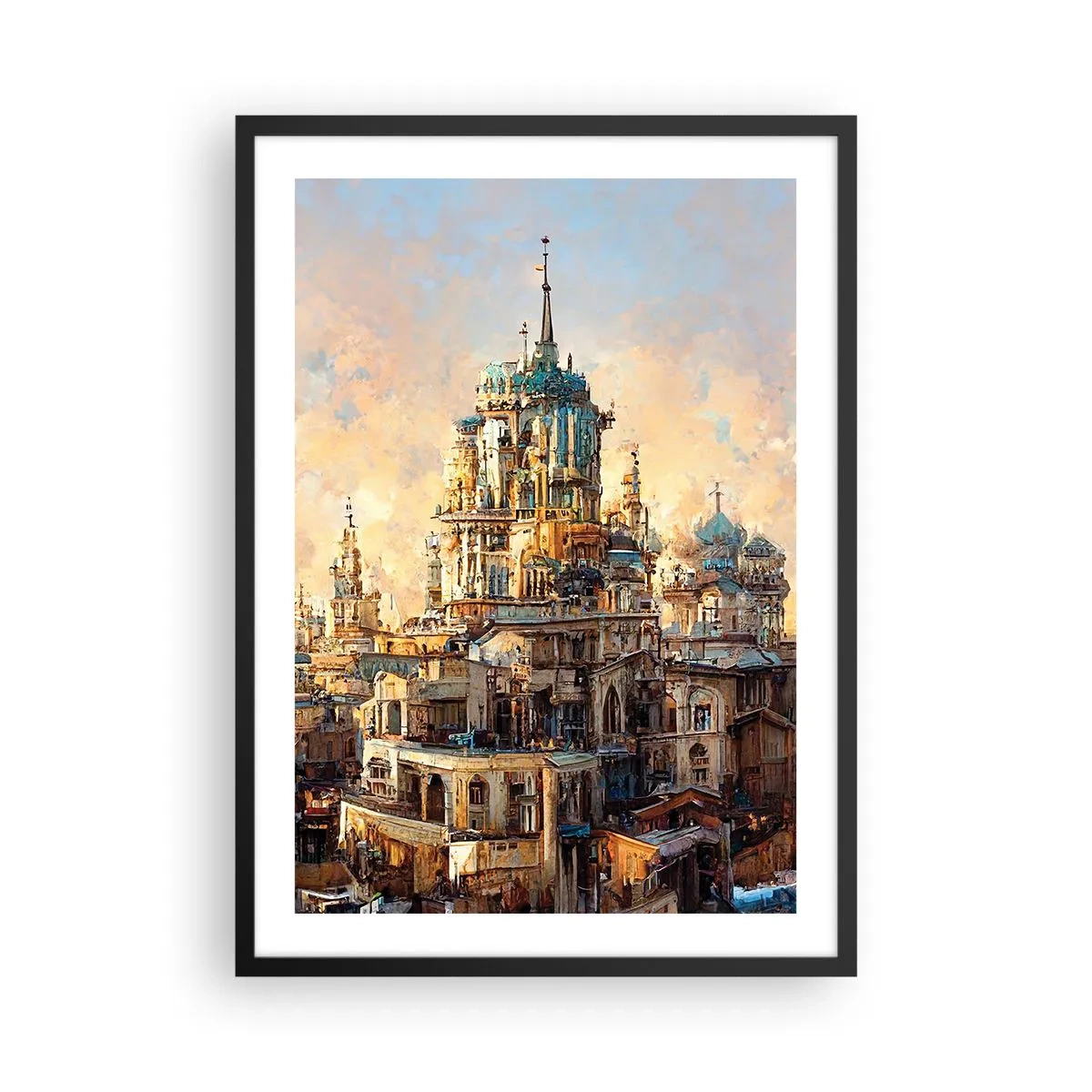 Plakát v černém rámu - Monumentální architektura v teplých barvách - 50x70cm - Město měst - Moderní nástěnná dekorace do obývacího pokoje a ložnice ARTTOR