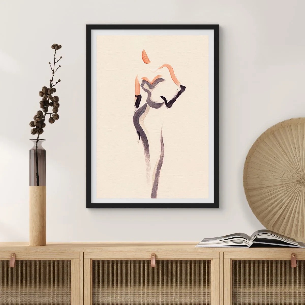 Plakát v černém rámu - Minimalistická ženská silueta - 50x70cm - Ze zlatých let Hollywoodu - Moderní nástěnná dekorace do obývacího pokoje a ložnice ARTTOR