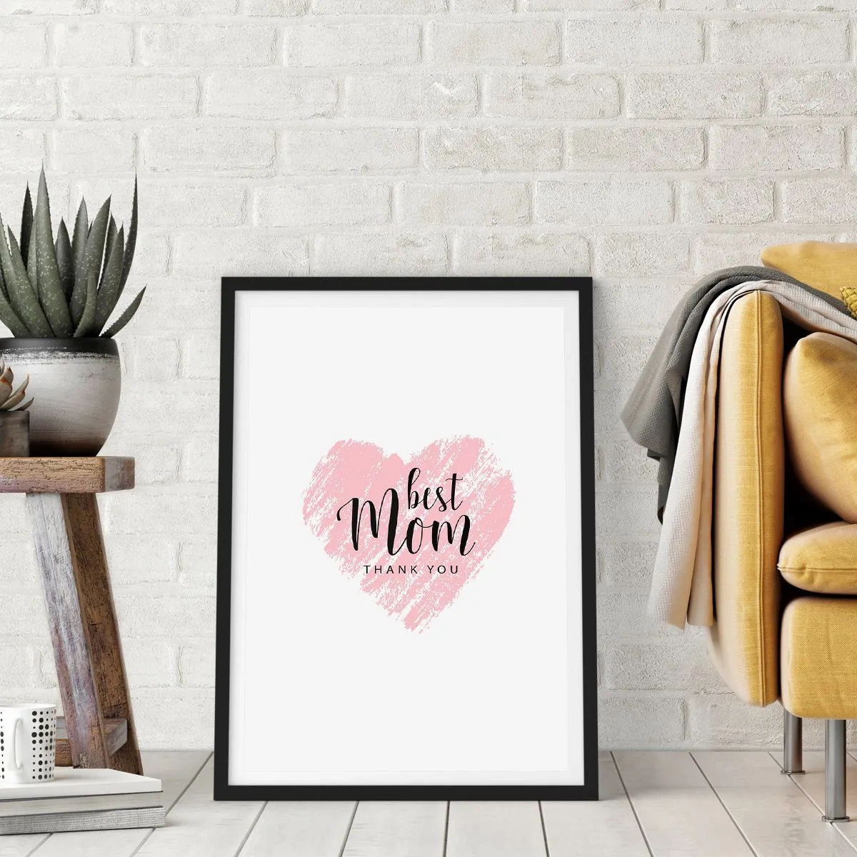 Plakát v černém rámu - Růžové srdce s textem na bílém pozadí v minimalistickém stylu - 50x70cm - Vždy pravá chvíle - Moderní nástěnná dekorace do obývacího pokoje a ložnice ARTTOR