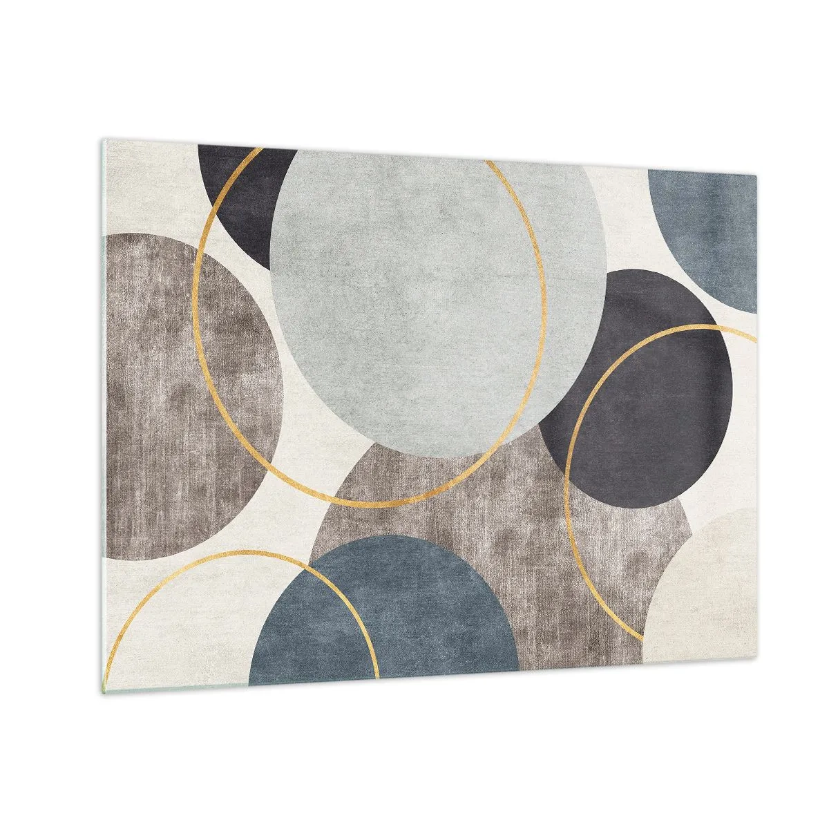 Obraz na skle - Kompozice kruhů v tlumených barvách - 70x50cm - Kruh za kruhem - Moderní nástěnná dekorace do obývacího pokoje a ložnice ARTTOR