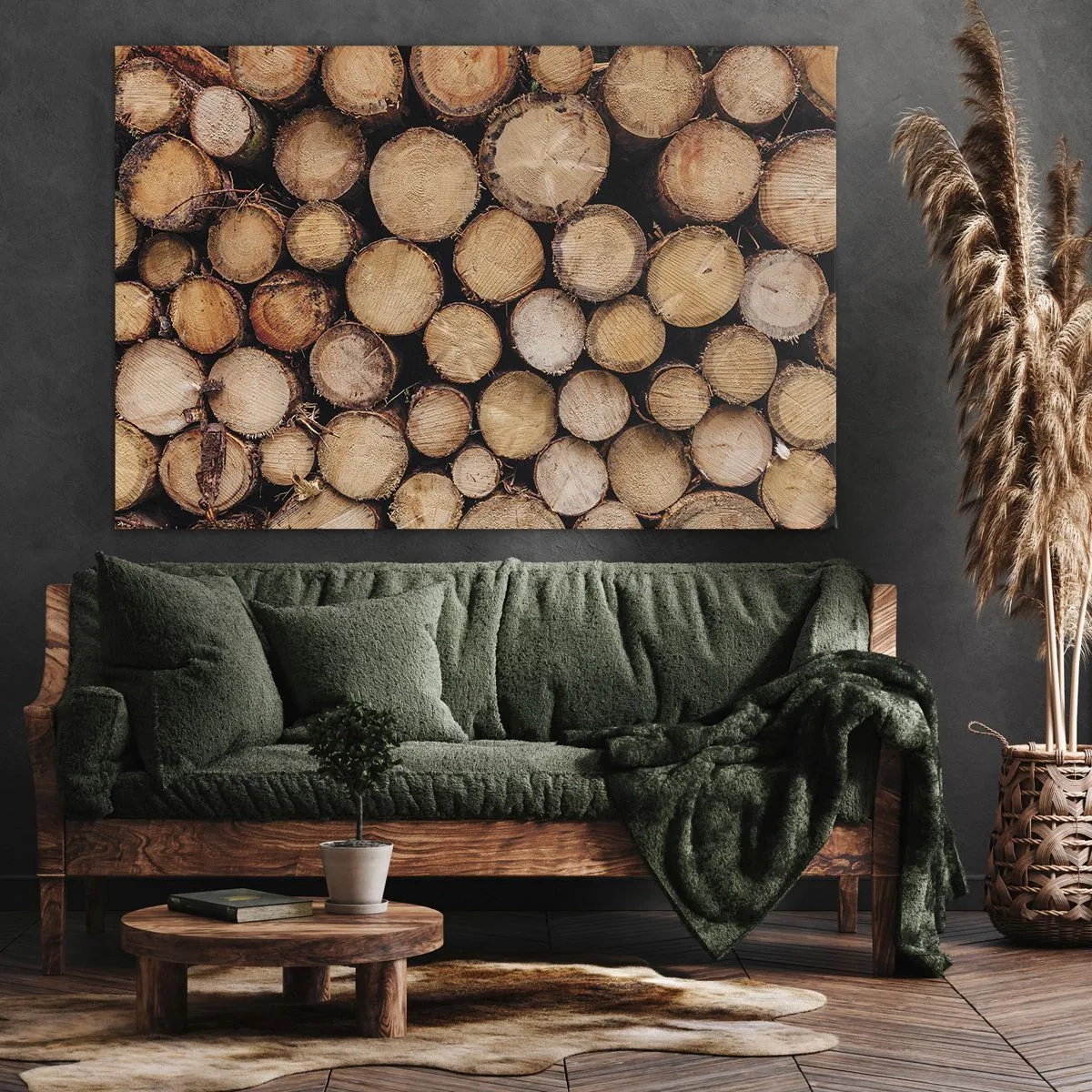 Obraz na plátně - Hromady pokácených kmenů stromů uspořádané v harmonii - 70x50cm - Nový začátek - Moderní nástěnná dekorace do obývacího pokoje a ložnice ARTTOR