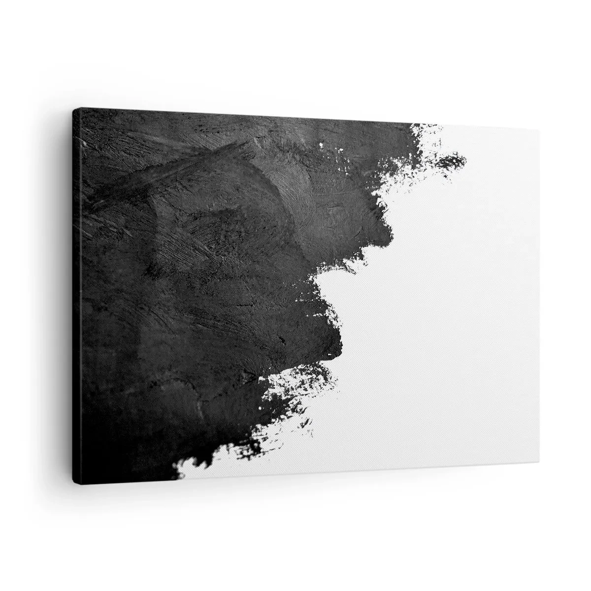Obraz na plátně - Černobílá abstrakce s kontrastními tahy štětcem - 70x50cm - Živly: země - Moderní nástěnná dekorace do obývacího pokoje a ložnice ARTTOR