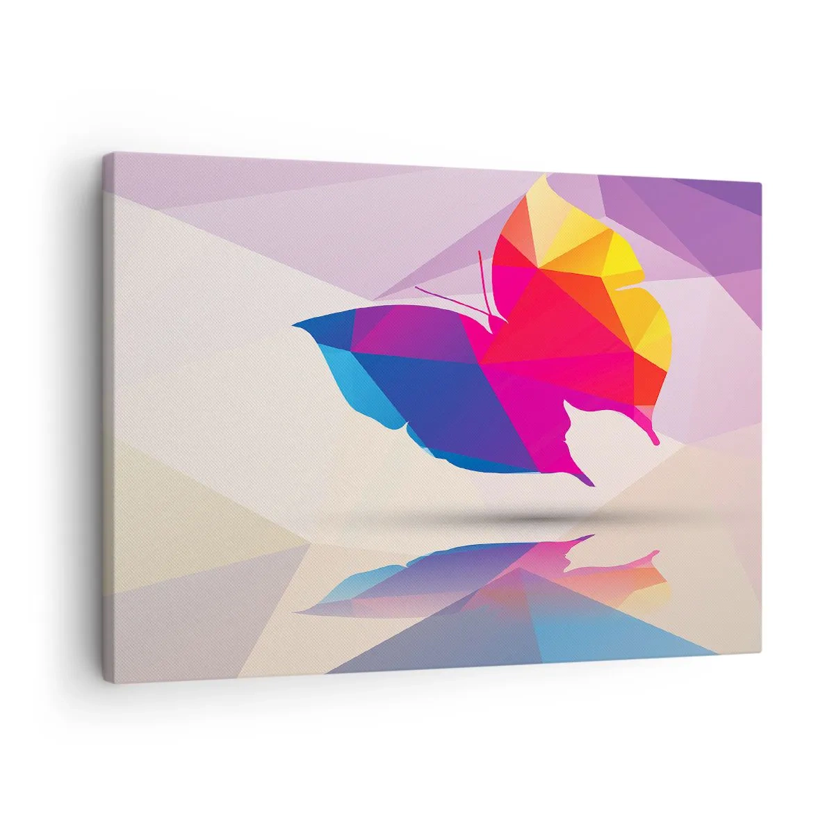 Obraz na plátně - Geometrická silueta motýla v zářivých barvách - 70x50cm - Motýlí duha - Moderní nástěnná dekorace do obývacího pokoje a ložnice ARTTOR