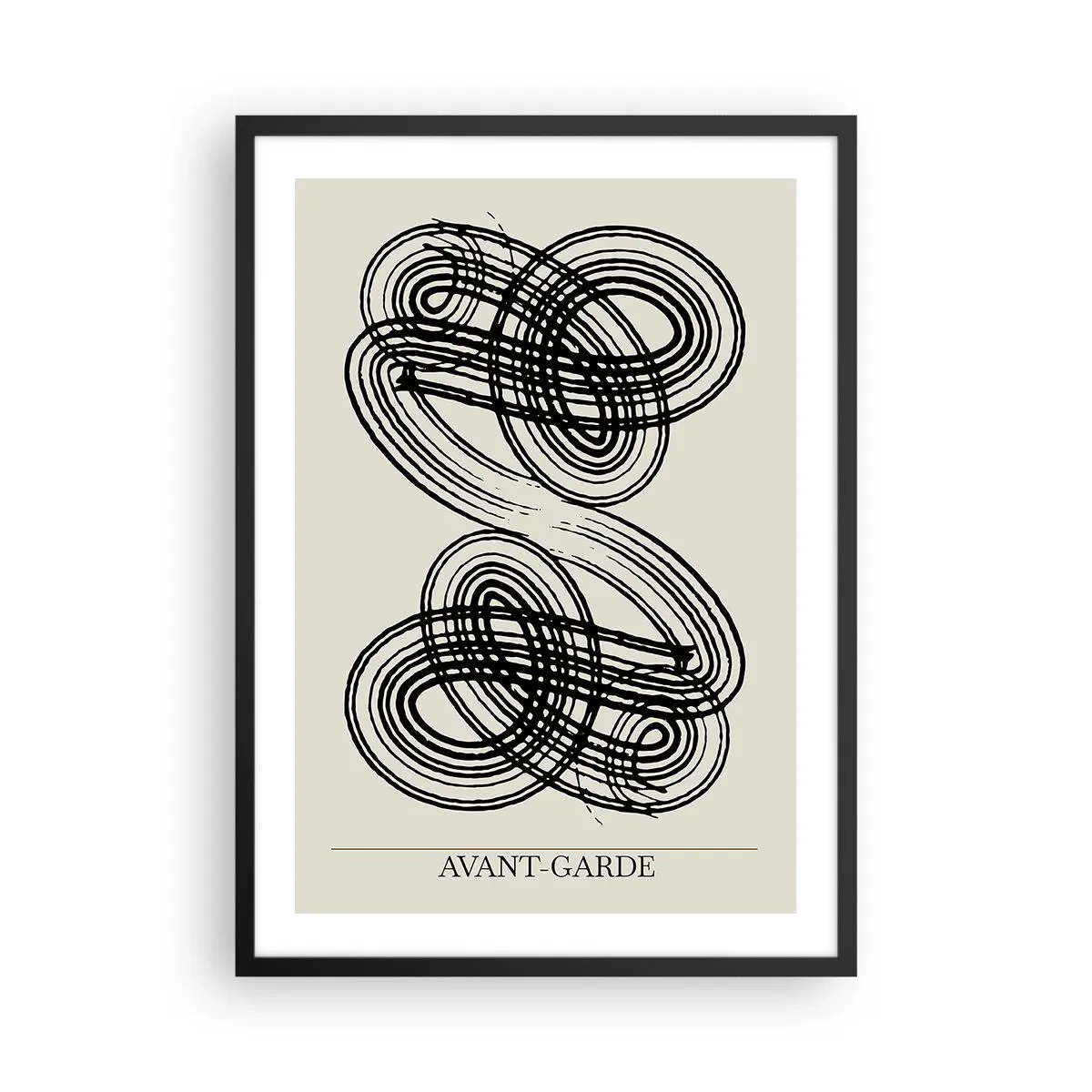 Plakát v černém rámu - Abstraktní kompozice avantgardních linií - 50x70cm - Vyšlo to spontánně - Moderní nástěnná dekorace do obývacího pokoje a ložnice ARTTOR