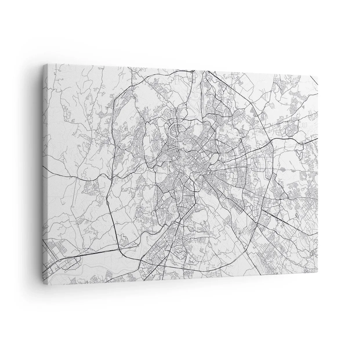 Obraz na plátně - Mapa města v minimalistickém stylu s jemnými liniemi - 70x50cm - Římský kruh - Moderní nástěnná dekorace do obývacího pokoje a ložnice ARTTOR
