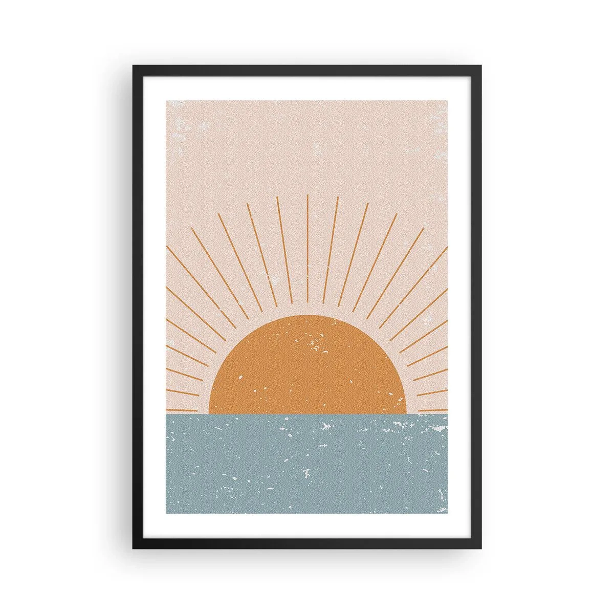 Plakát v černém rámu - Minimalistické vintage slunce nad obzorem - 50x70cm - Každodenní zázrak - Moderní nástěnná dekorace do obývacího pokoje a ložnice ARTTOR