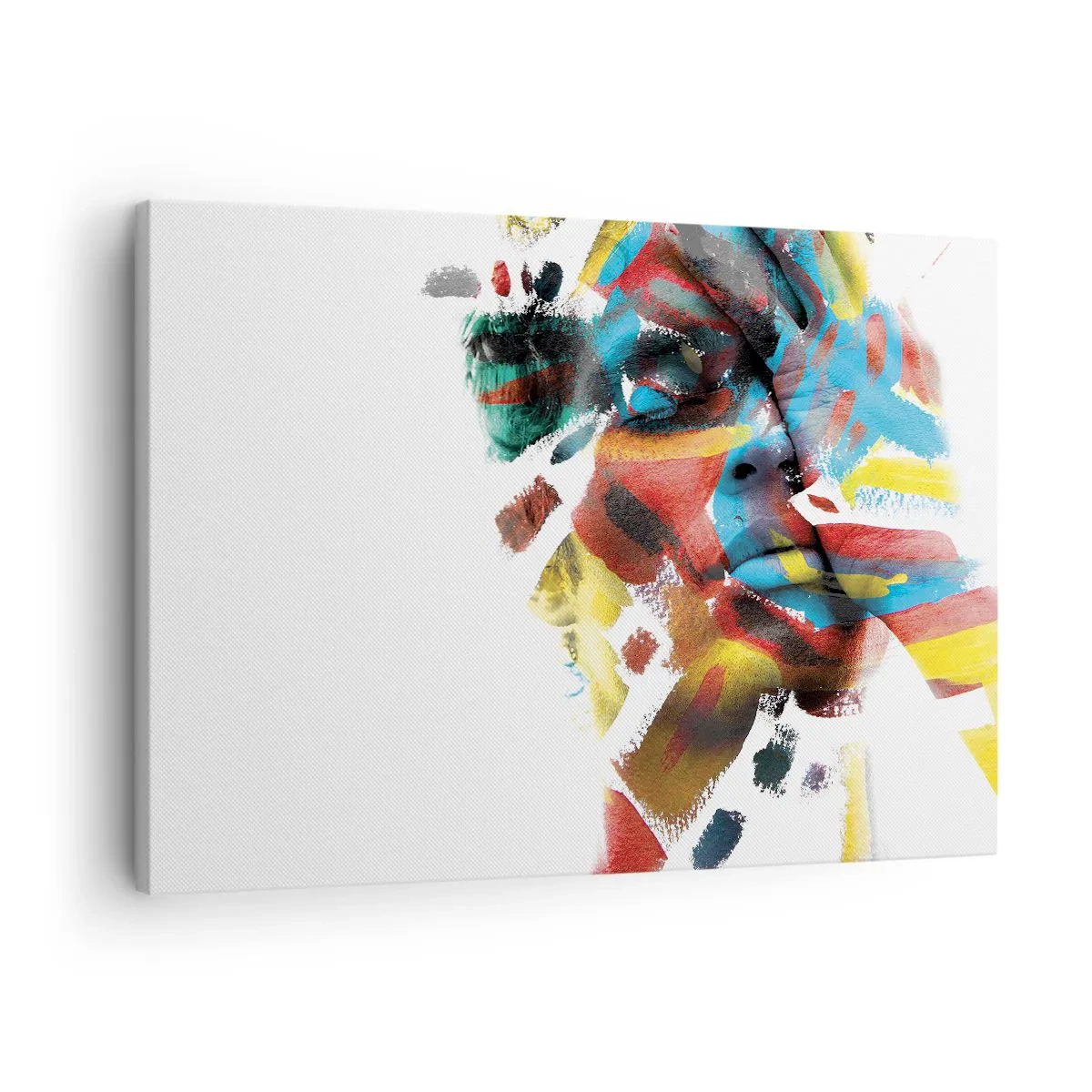 Obraz na plátně - Abstraktní portrét v živých barvách - 70x50cm - Pestrá osobnost - Moderní nástěnná dekorace do obývacího pokoje a ložnice ARTTOR