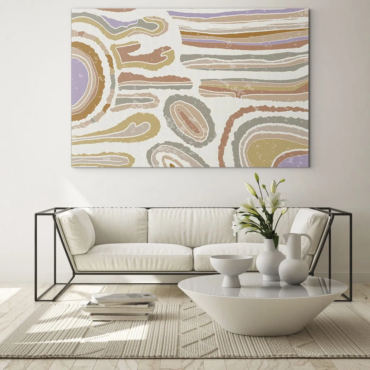 Obraz na skle - Barevné abstraktní tvary připomínající průřezy minerálů - 70x50cm - Barevné průřezy - Moderní nástěnná dekorace do obývacího pokoje a ložnice ARTTOR