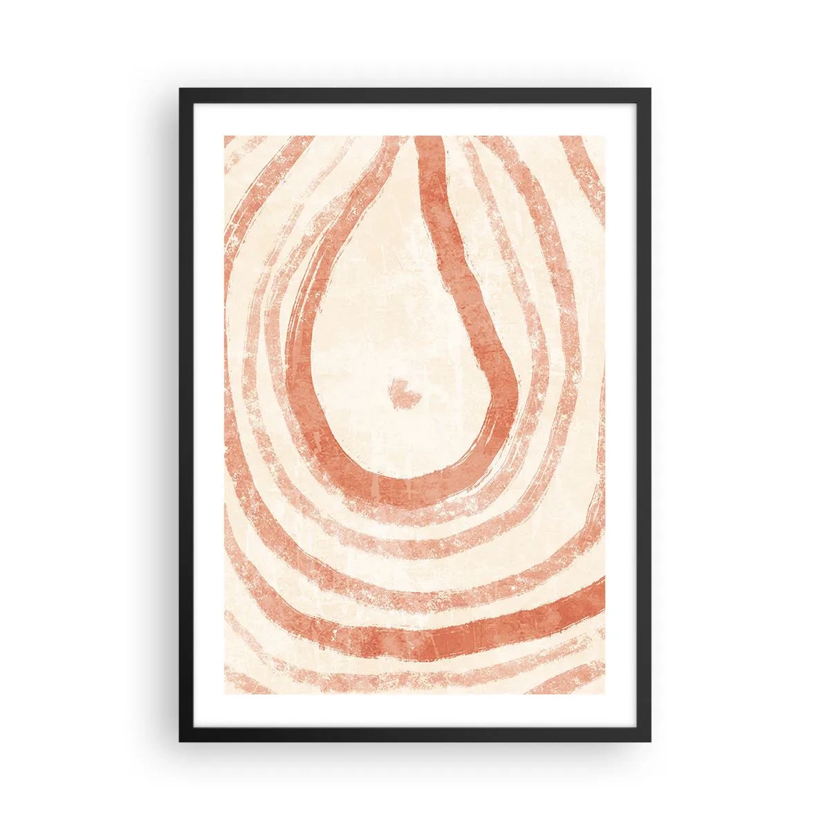 Plakát v černém rámu - Abstraktní vzor v teplých, zemitých barvách. - 50x70cm - Korálové kruhy – kompozice - Moderní nástěnná dekorace do obývacího pokoje a ložnice ARTTOR