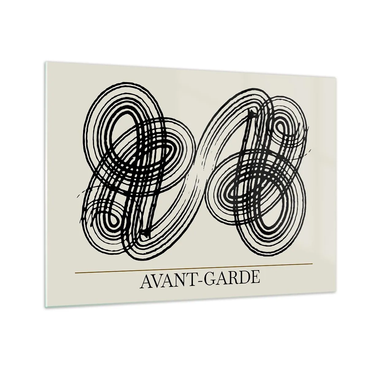 Obraz na skle - Černé avantgardní smyčky a čáry na světlém pozadí - 70x50cm - Vyšlo to spontánně - Moderní nástěnná dekorace do obývacího pokoje a ložnice ARTTOR