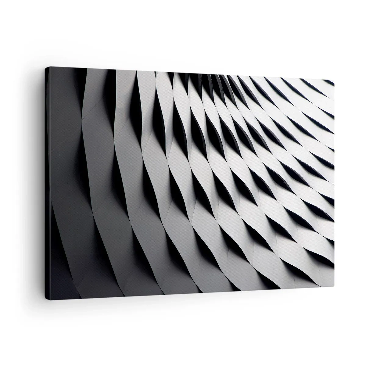 Obraz na plátně - Abstraktní geometrický vzor v odstínech černé a bílé - 70x50cm - Na hladině vln - Moderní nástěnná dekorace do obývacího pokoje a ložnice ARTTOR