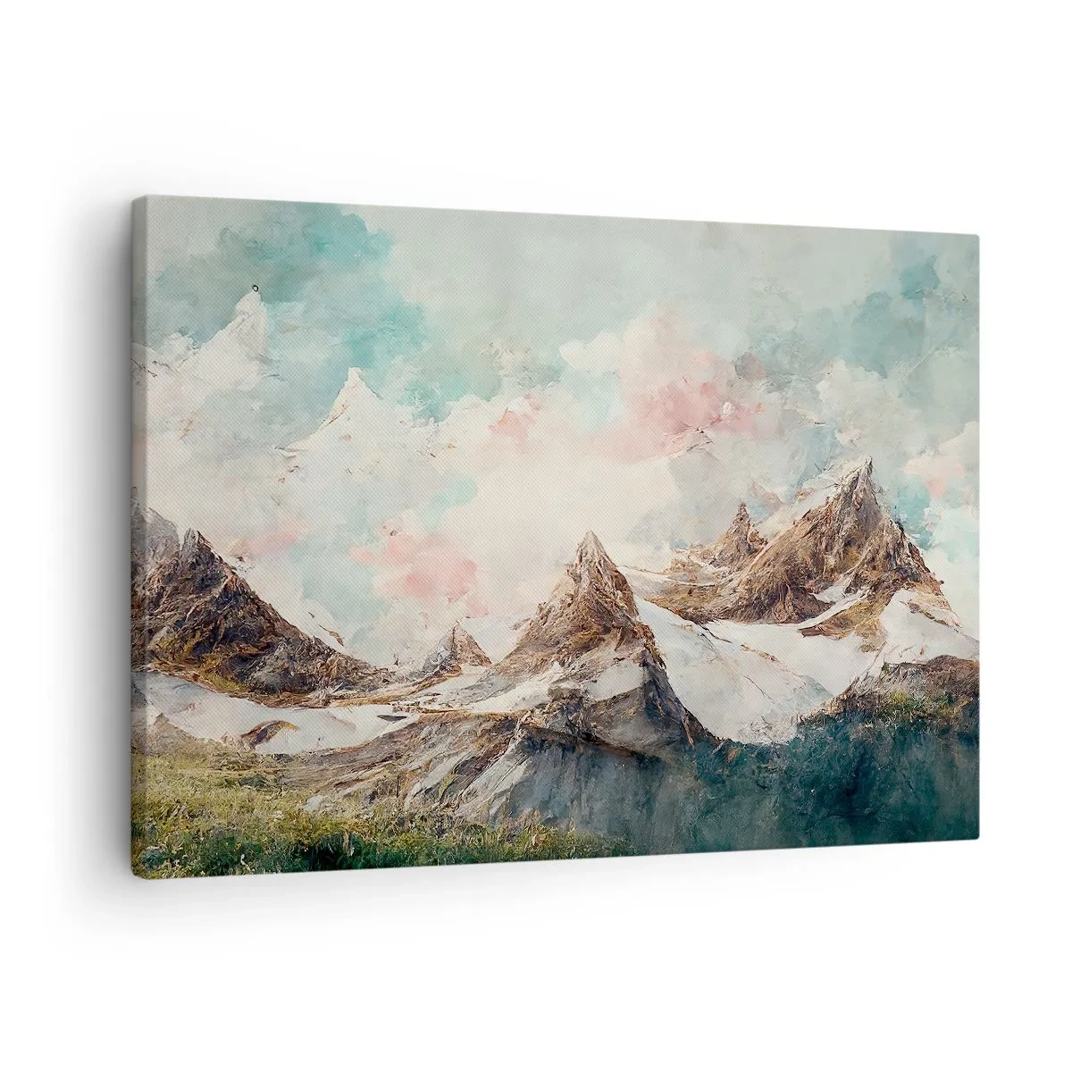 Obraz na plátně - Malebné hory s pastelovou oblohou - 70x50cm - Skalní čepele - Moderní nástěnná dekorace do obývacího pokoje a ložnice ARTTOR