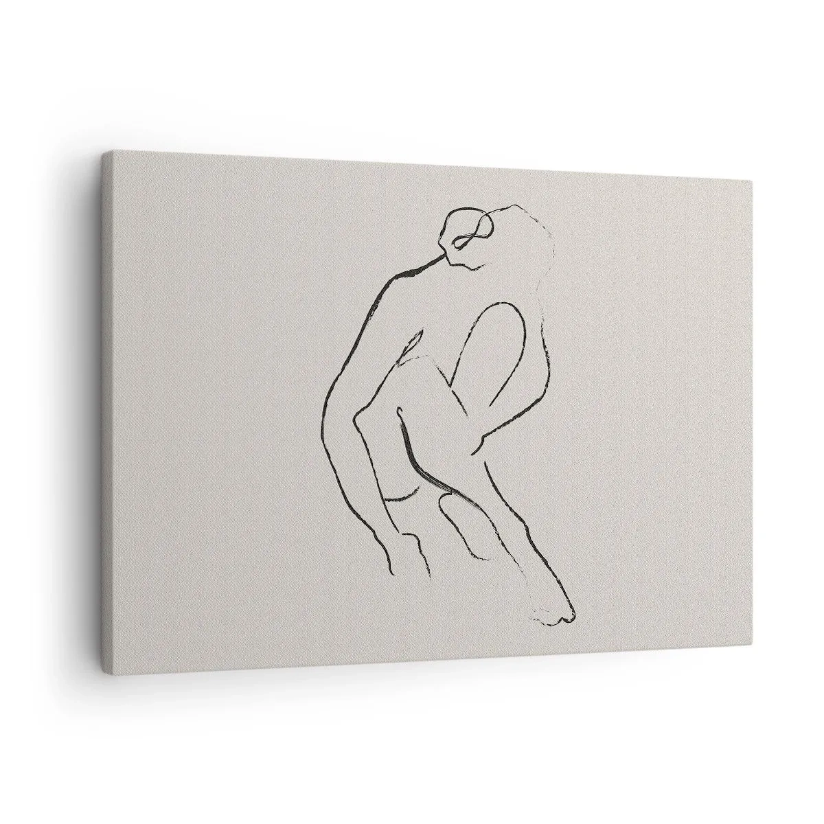 Obraz na plátně - Minimalistická silueta v černé barvě na světlém pozadí - 70x50cm - Intimní skica - Moderní nástěnná dekorace do obývacího pokoje a ložnice ARTTOR