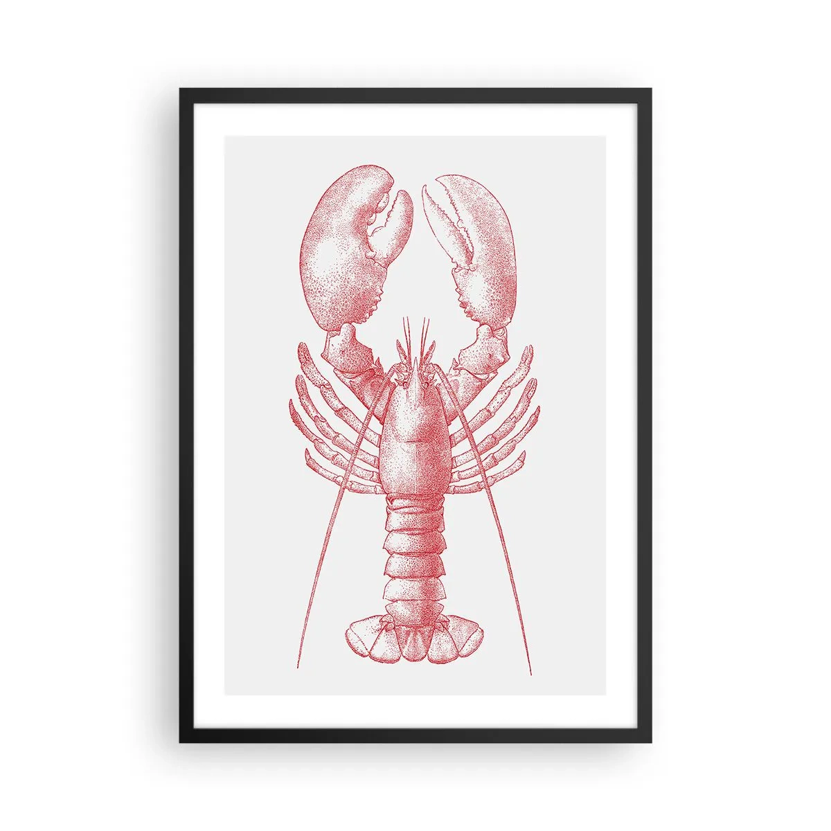 Plakát v černém rámu - Vintage humr kresba na světlém pozadí - 50x70cm - Humr hodný Homéra - Moderní nástěnná dekorace do obývacího pokoje a ložnice ARTTOR