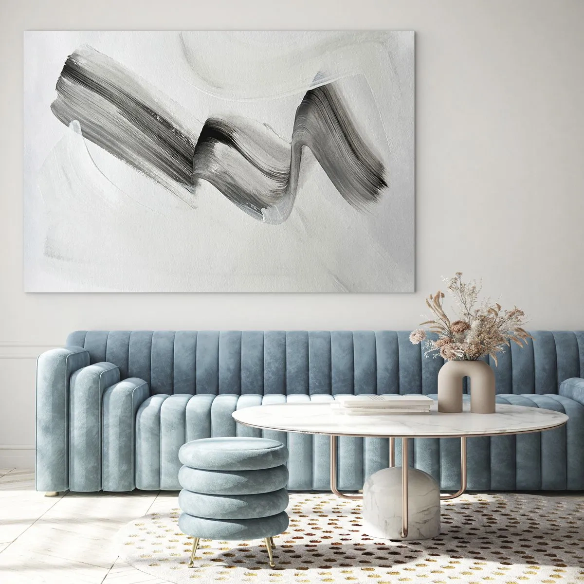 Obraz na skle - Šedý abstraktní tah štětcem na světlém pozadí - 70x50cm - Jen tak pro radost - Moderní nástěnná dekorace do obývacího pokoje a ložnice ARTTOR