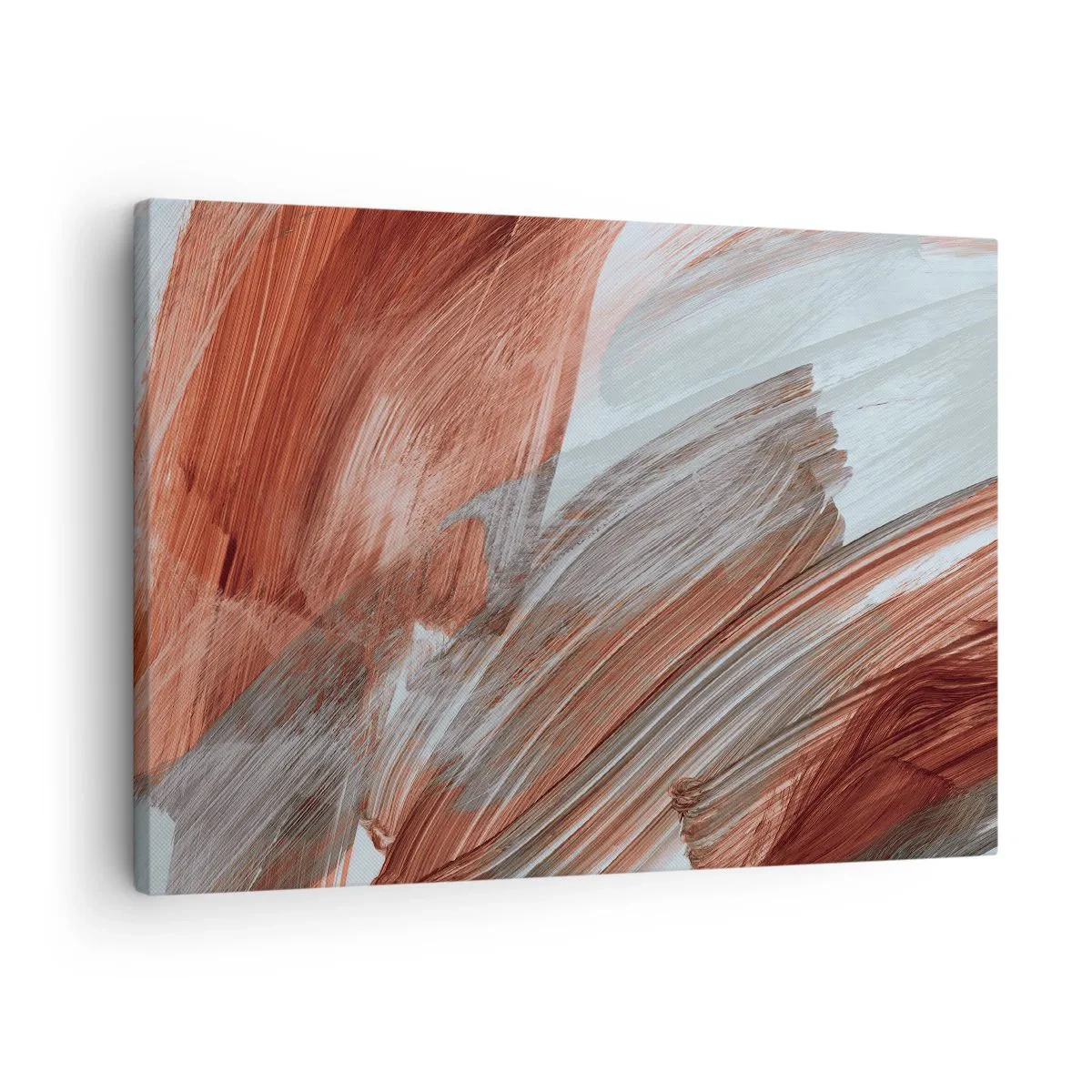 Obraz na plátně - Abstraktní tahy štětcem v odstínech mědi a šedé - 70x50cm - Podzimní větrná abstrakce - Moderní nástěnná dekorace do obývacího pokoje a ložnice ARTTOR