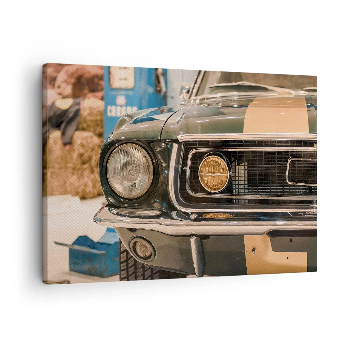 Obraz na plátně - Kultovní retro auto v klasickém prostředí - 70x50cm - Setkání s legendou - Moderní nástěnná dekorace do obývacího pokoje a ložnice ARTTOR