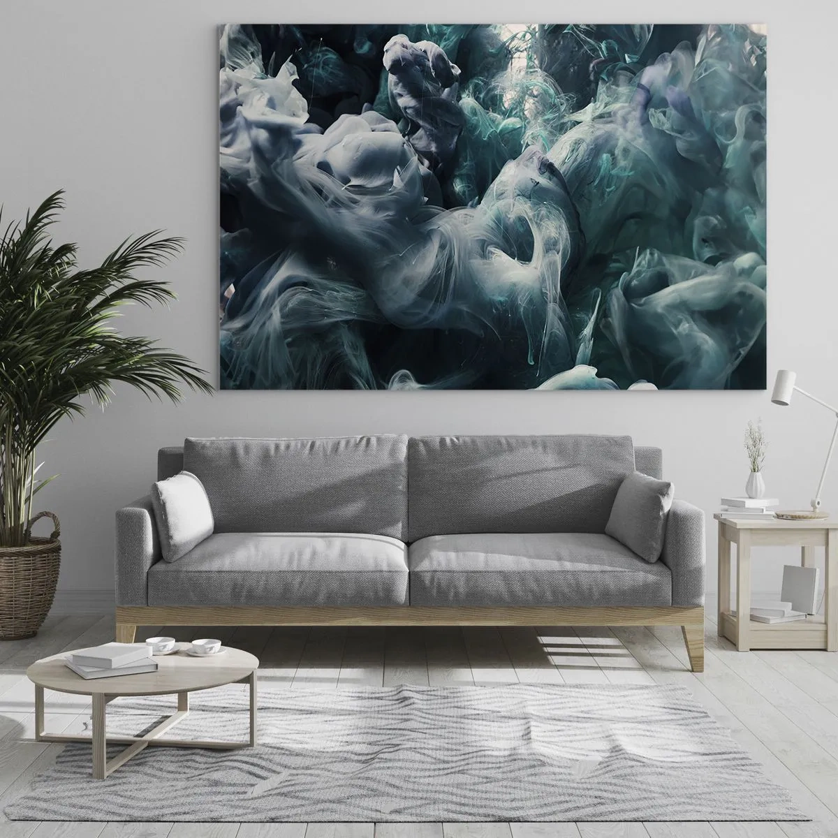 Obraz na skle - Tanec barev ve vodě vytváří abstraktní tvary - 70x50cm - Pohyb barvy - Moderní nástěnná dekorace do obývacího pokoje a ložnice ARTTOR