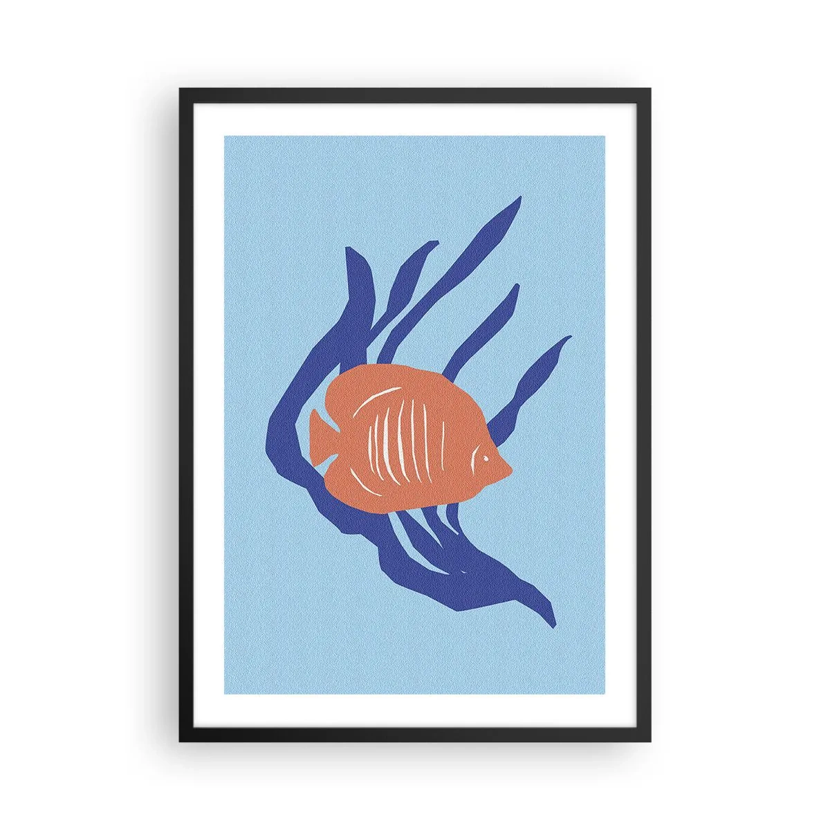 Plakát v černém rámu - Tropické ryby mezi mořskými rostlinami - 50x70cm - Obyvatelka korálových vod - Moderní nástěnná dekorace do obývacího pokoje a ložnice ARTTOR