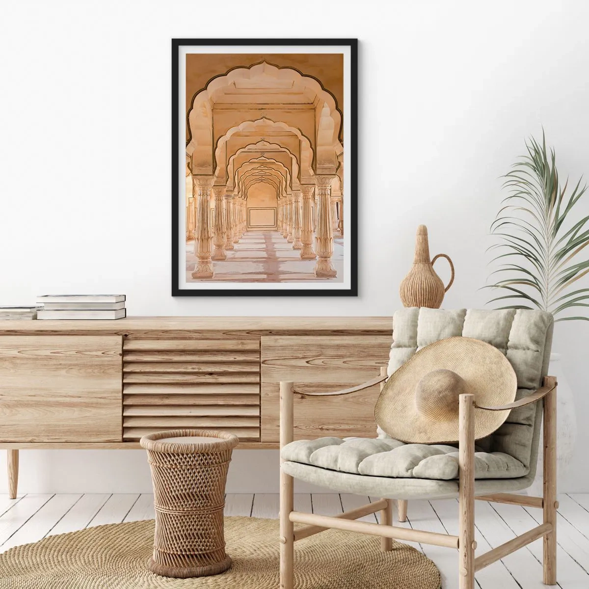 Plakát v černém rámu - Orientální symetrie - 50x70cm - V mahárádžově paláci - Moderní nástěnná dekorace do obývacího pokoje a ložnice ARTTOR