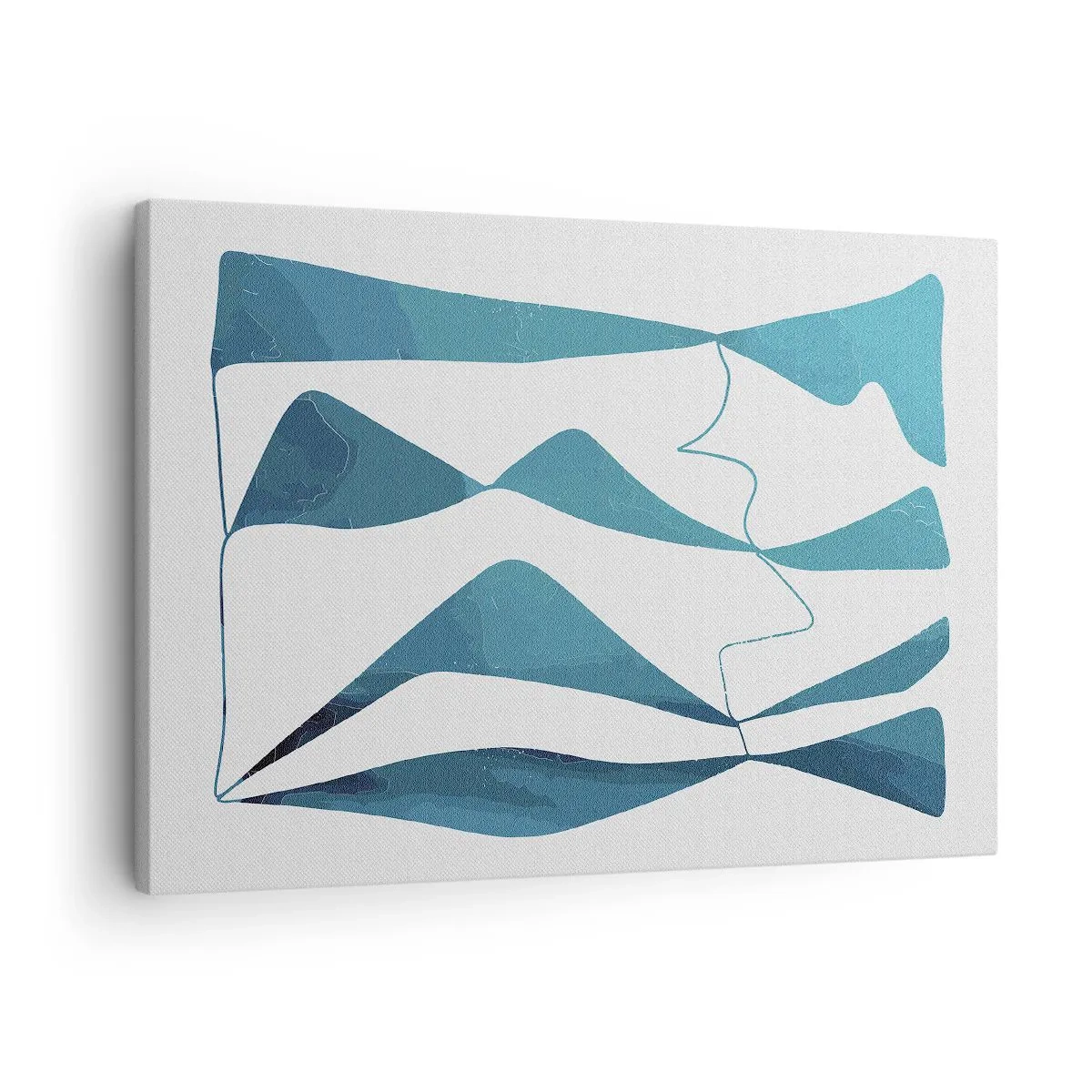 Obraz na plátně - Abstraktní tvary v odstínech modré na bílém pozadí - 70x50cm - Abstrakce: tyrkysový vztah - Moderní nástěnná dekorace do obývacího pokoje a ložnice ARTTOR