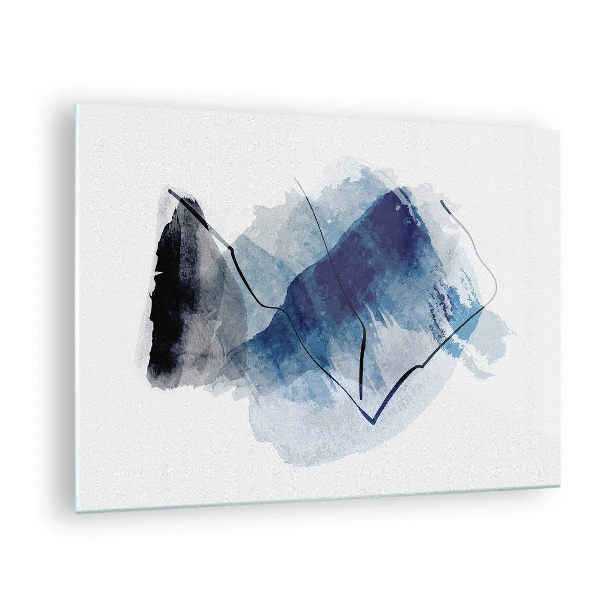 Obraz na skle - Abstraktní kompozice v odstínech modré - 70x50cm - Ledová hora - Moderní nástěnná dekorace do obývacího pokoje a ložnice ARTTOR