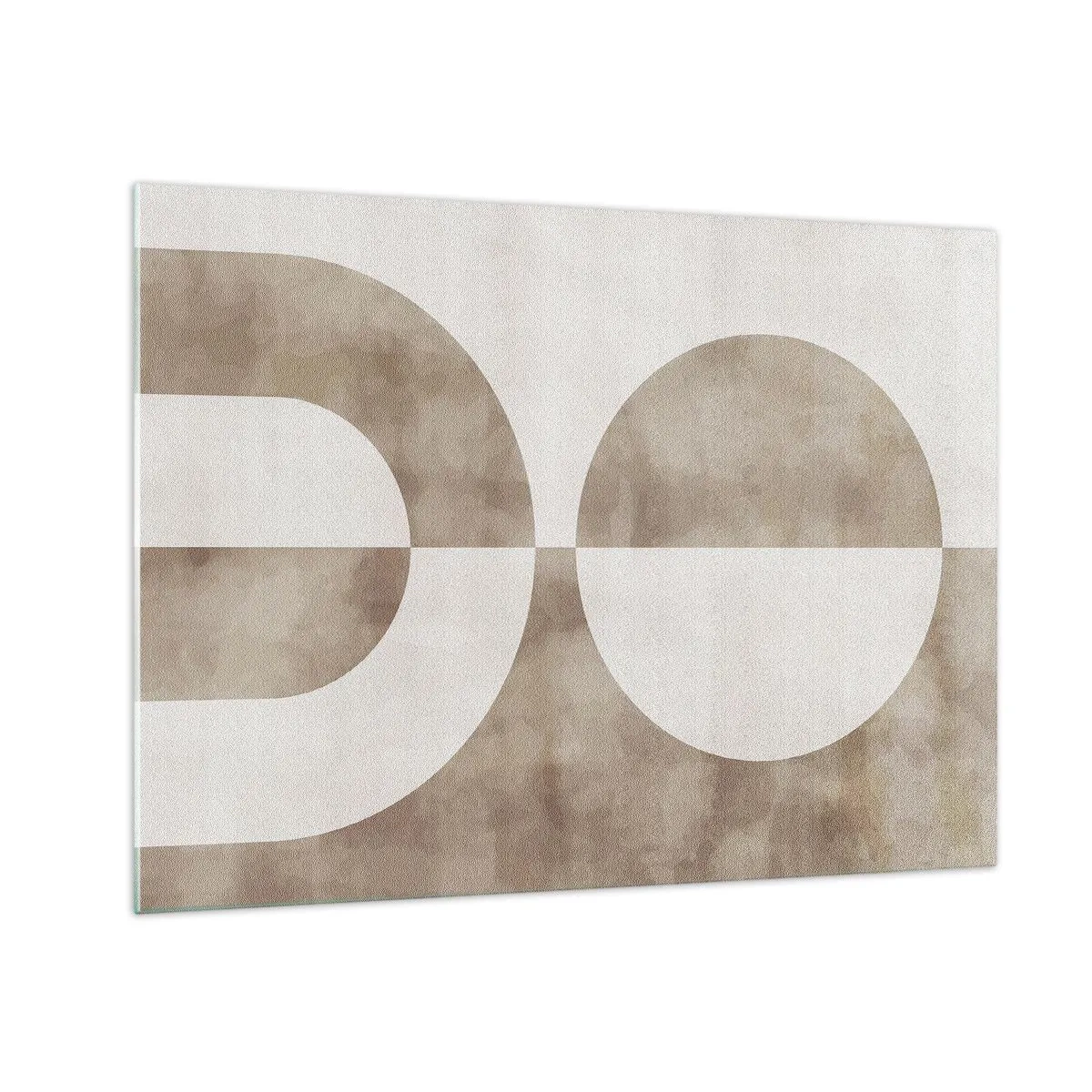 Obraz na skle - Béžová geometrie s půlkruhem a kruhem na horizontálním pozadí - 70x50cm - Podobnosti a rozdíly - Moderní nástěnná dekorace do obývacího pokoje a ložnice ARTTOR
