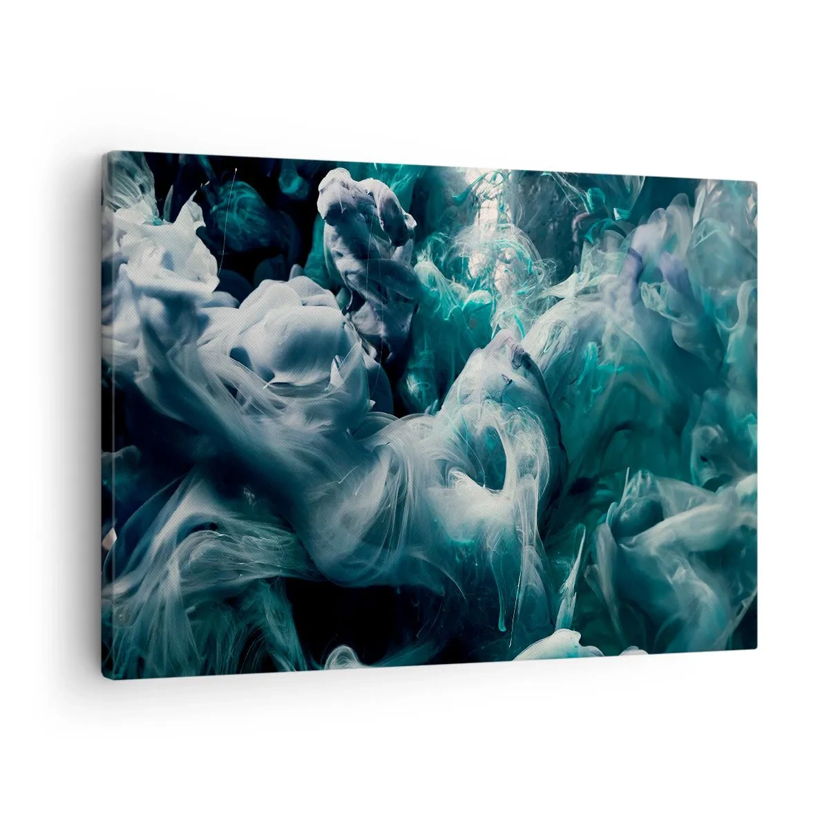 Obraz na plátně - Dynamické abstraktní vlny v odstínech modré a bílé - 70x50cm - Pohyb barvy - Moderní nástěnná dekorace do obývacího pokoje a ložnice ARTTOR