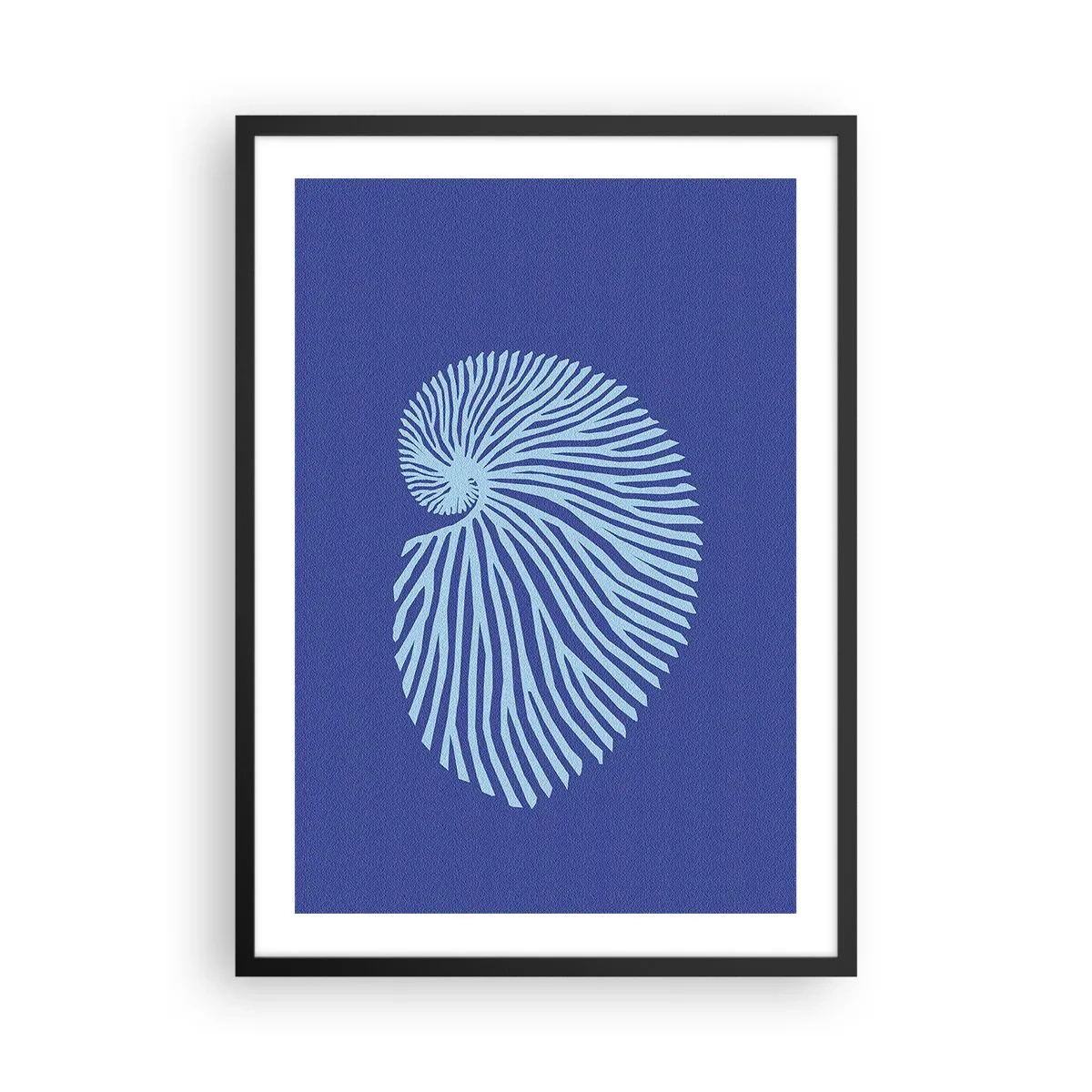 Plakát v černém rámu - Stylizovaná grafika mušlí ve spirálovém uspořádání - 50x70cm - Zrození mušle - Moderní nástěnná dekorace do obývacího pokoje a ložnice ARTTOR