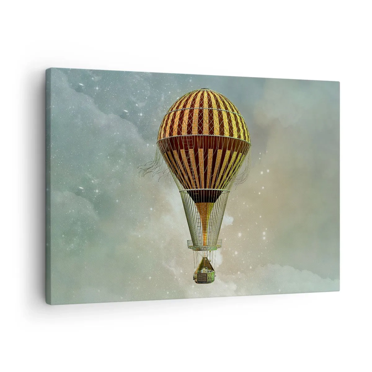 Obraz na plátně - Horkovzdušný balón vznášející se mezi mraky - 70x50cm - Průkopnické lety - Moderní nástěnná dekorace do obývacího pokoje a ložnice ARTTOR