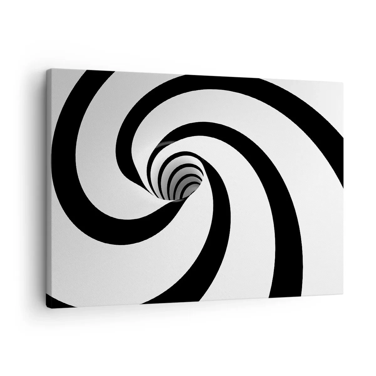 Obraz na plátně - Abstraktní černobílá spirála s efektem víru - 70x50cm - Podlehnout viru? - Moderní nástěnná dekorace do obývacího pokoje a ložnice ARTTOR