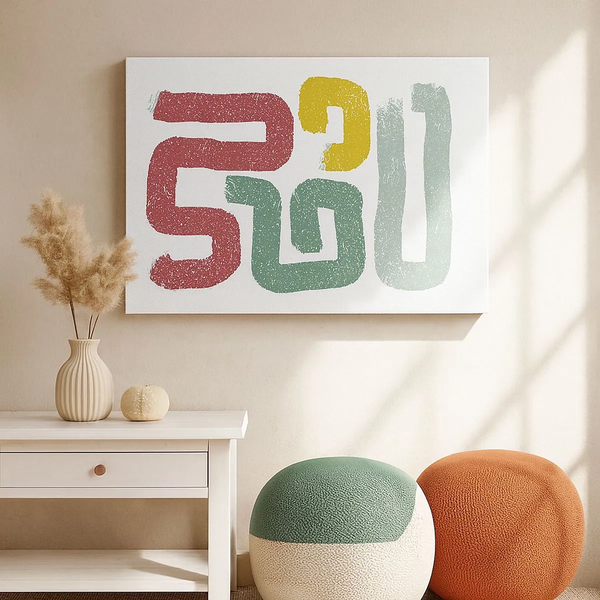 Obraz na plátně - Barevné geometrické vzory v abstraktním stylu - 70x50cm - V neznámém jazyce - Moderní nástěnná dekorace do obývacího pokoje a ložnice ARTTOR