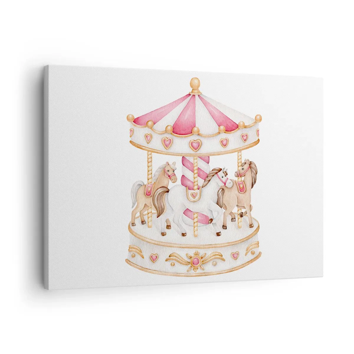 Obraz na plátně - Barevný vintage kolotoč s koňmi - 70x50cm - Sladký svět dětství - Moderní nástěnná dekorace do obývacího pokoje a ložnice ARTTOR