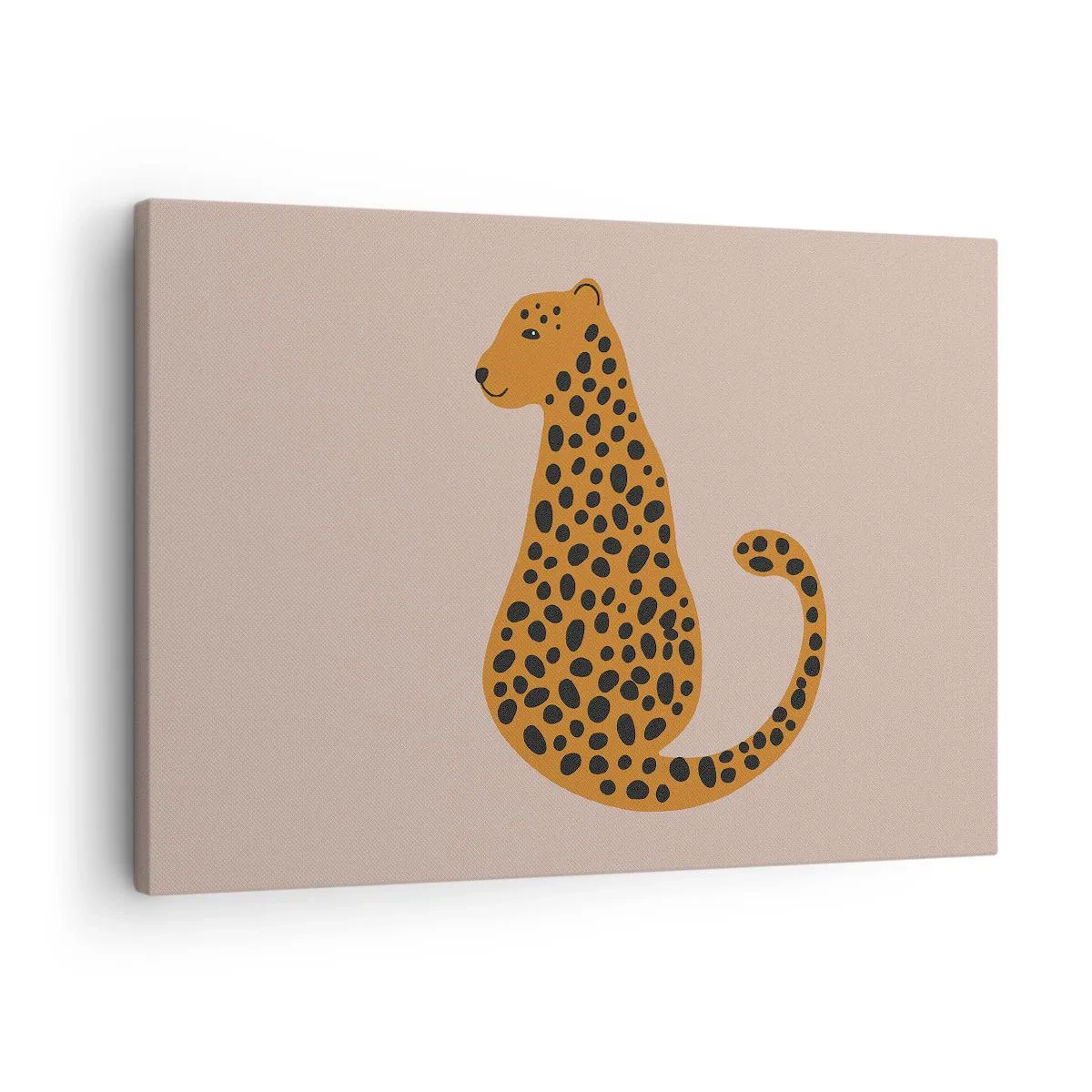 Obraz na plátně - Minimalistická kresba pantera na béžovém pozadí - 70x50cm - Leopardní vzor je v módě - Moderní nástěnná dekorace do obývacího pokoje a ložnice ARTTOR