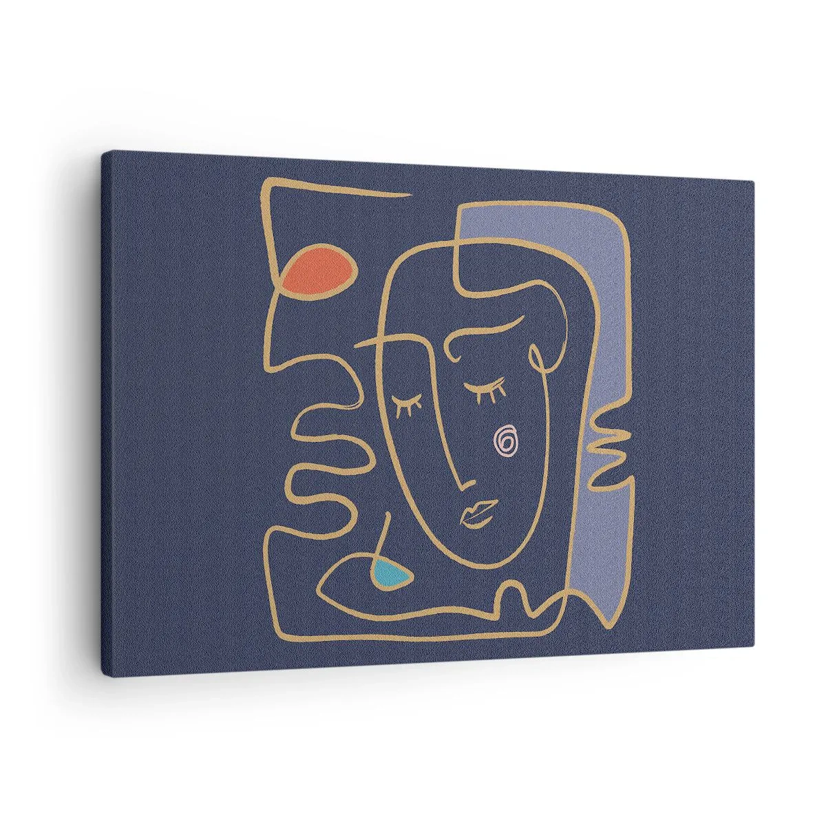 Obraz na plátně - Abstraktní portrét obličeje v minimalistickém stylu - 70x50cm - V zádumčivosti - Moderní nástěnná dekorace do obývacího pokoje a ložnice ARTTOR