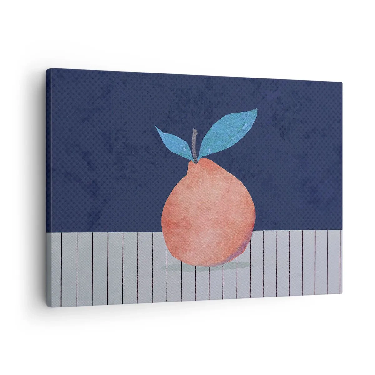Obraz na plátně - Abstraktní ovoce na pozadí kontrastních barev a přímých čar. - 70x50cm - Konvexita a rovina - Moderní nástěnná dekorace do obývacího pokoje a ložnice ARTTOR