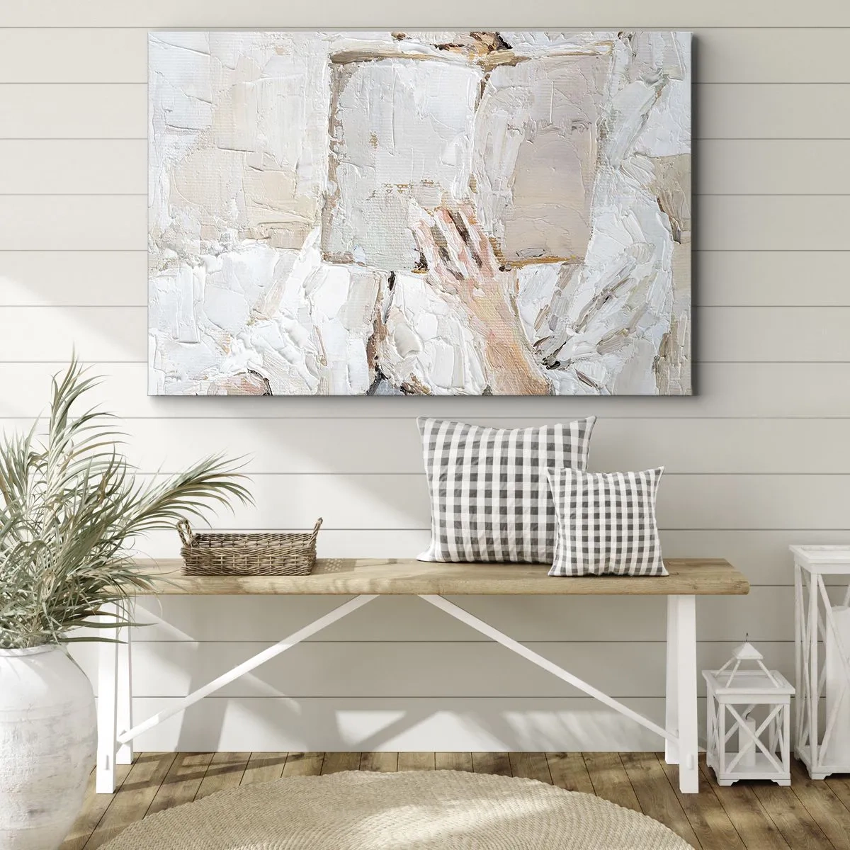 Obraz na plátně - Impresionistický obraz ruky držící otevřenou knihu. - 70x50cm - V jiném světě - Moderní nástěnná dekorace do obývacího pokoje a ložnice ARTTOR