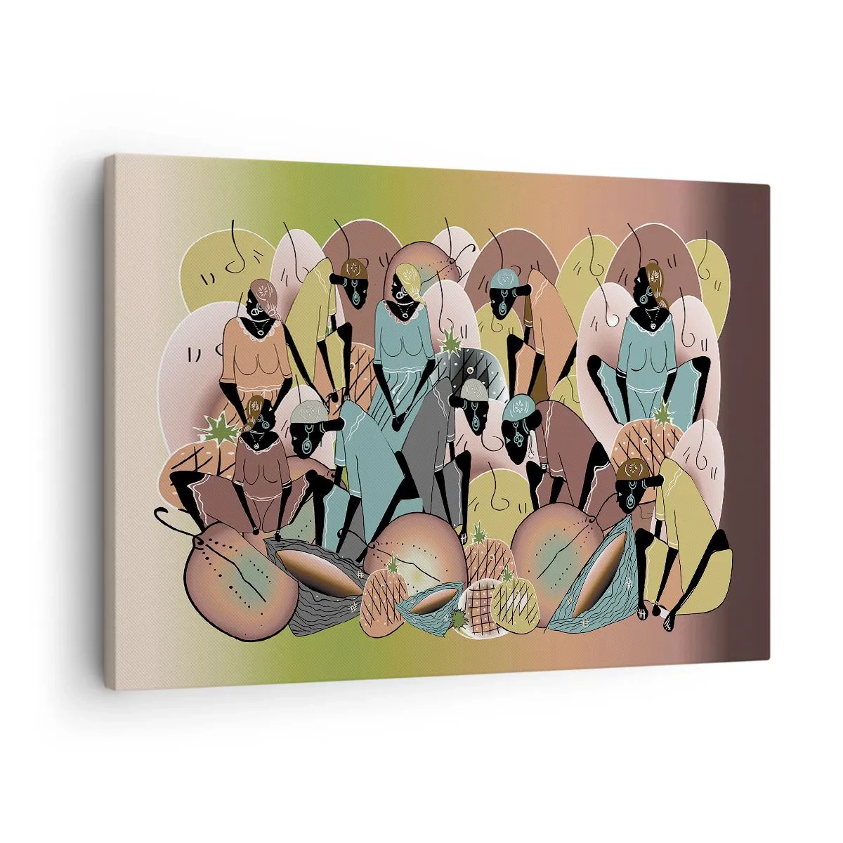 Obraz na plátně - Barevná abstraktní kompozice inspirovaná africkou kulturou - 70x50cm - Blíží se velký svátek - Moderní nástěnná dekorace do obývacího pokoje a ložnice ARTTOR