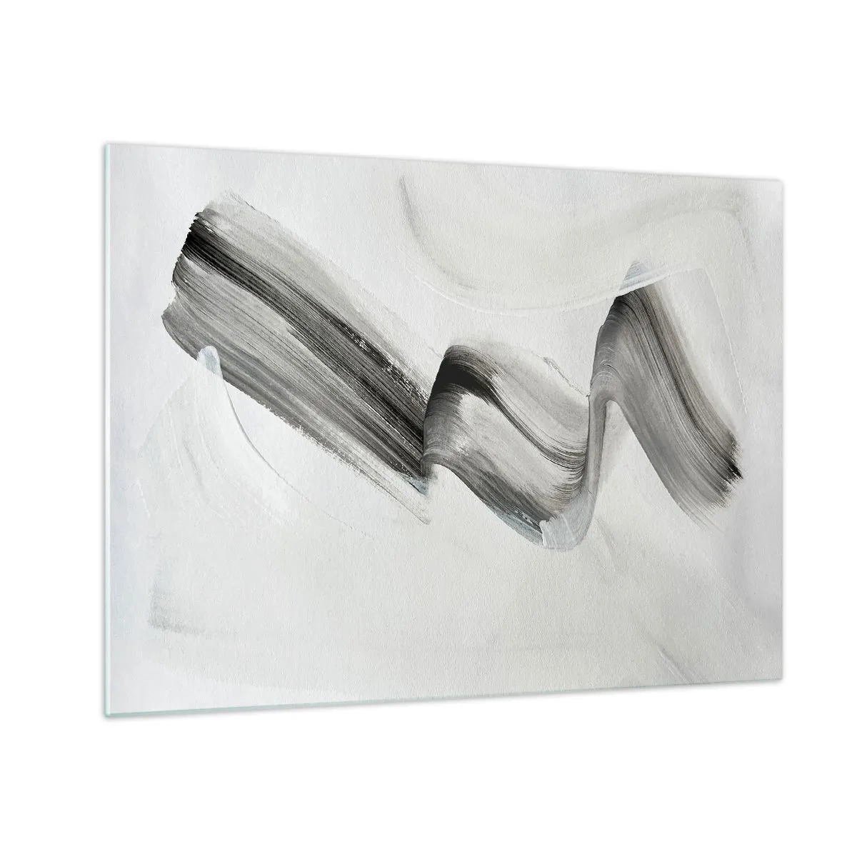Obraz na skle - Šedý abstraktní tah štětcem na světlém pozadí - 70x50cm - Jen tak pro radost - Moderní nástěnná dekorace do obývacího pokoje a ložnice ARTTOR