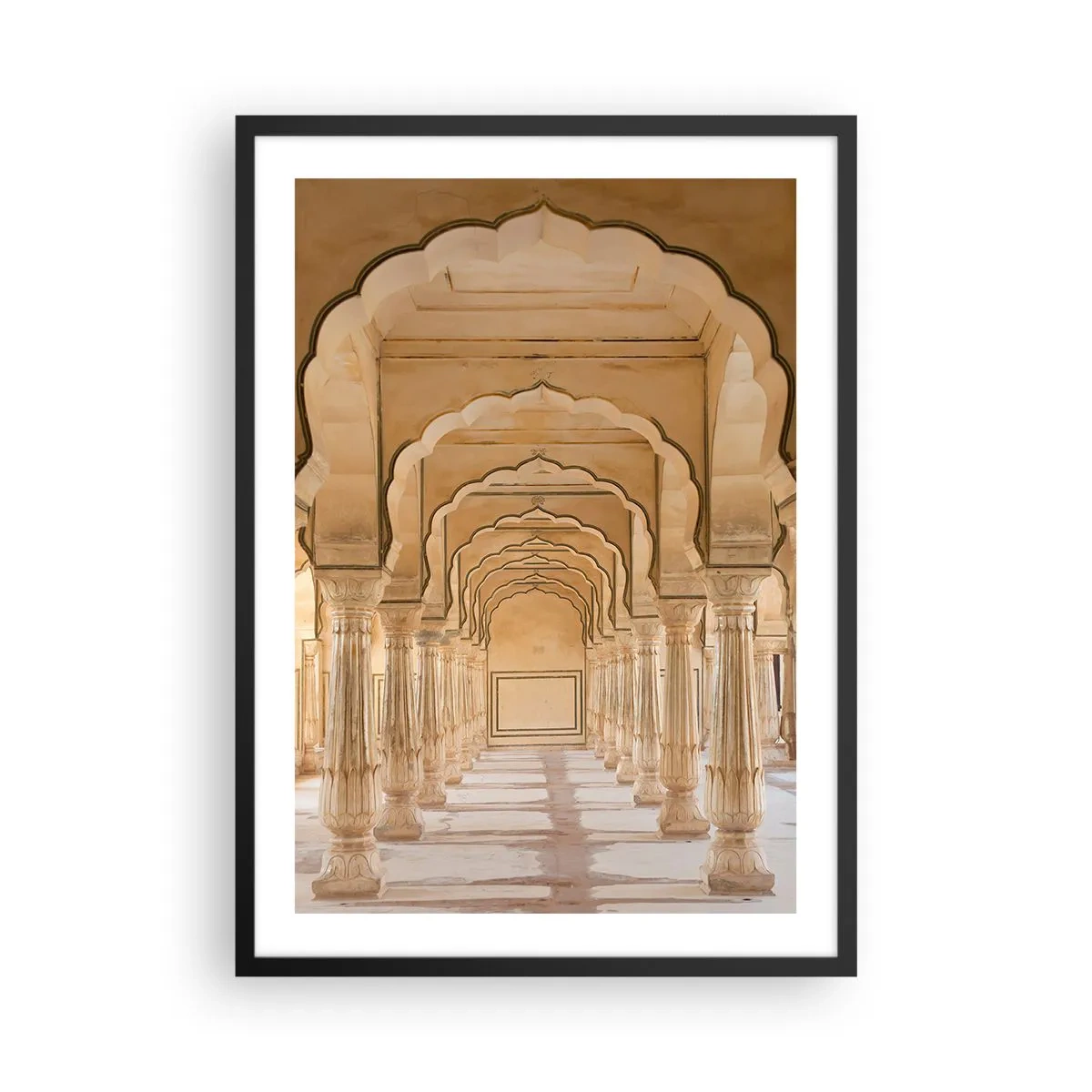 Plakát v černém rámu - Orientální symetrie - 50x70cm - V mahárádžově paláci - Moderní nástěnná dekorace do obývacího pokoje a ložnice ARTTOR