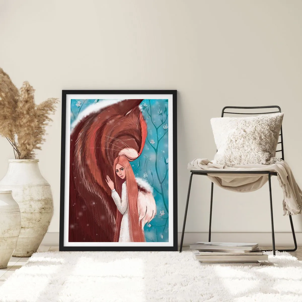 Plakát v černém rámu - Citelná přítomnost - 50x70cm - Vítej v pohádce - Moderní nástěnná dekorace do obývacího pokoje a ložnice ARTTOR