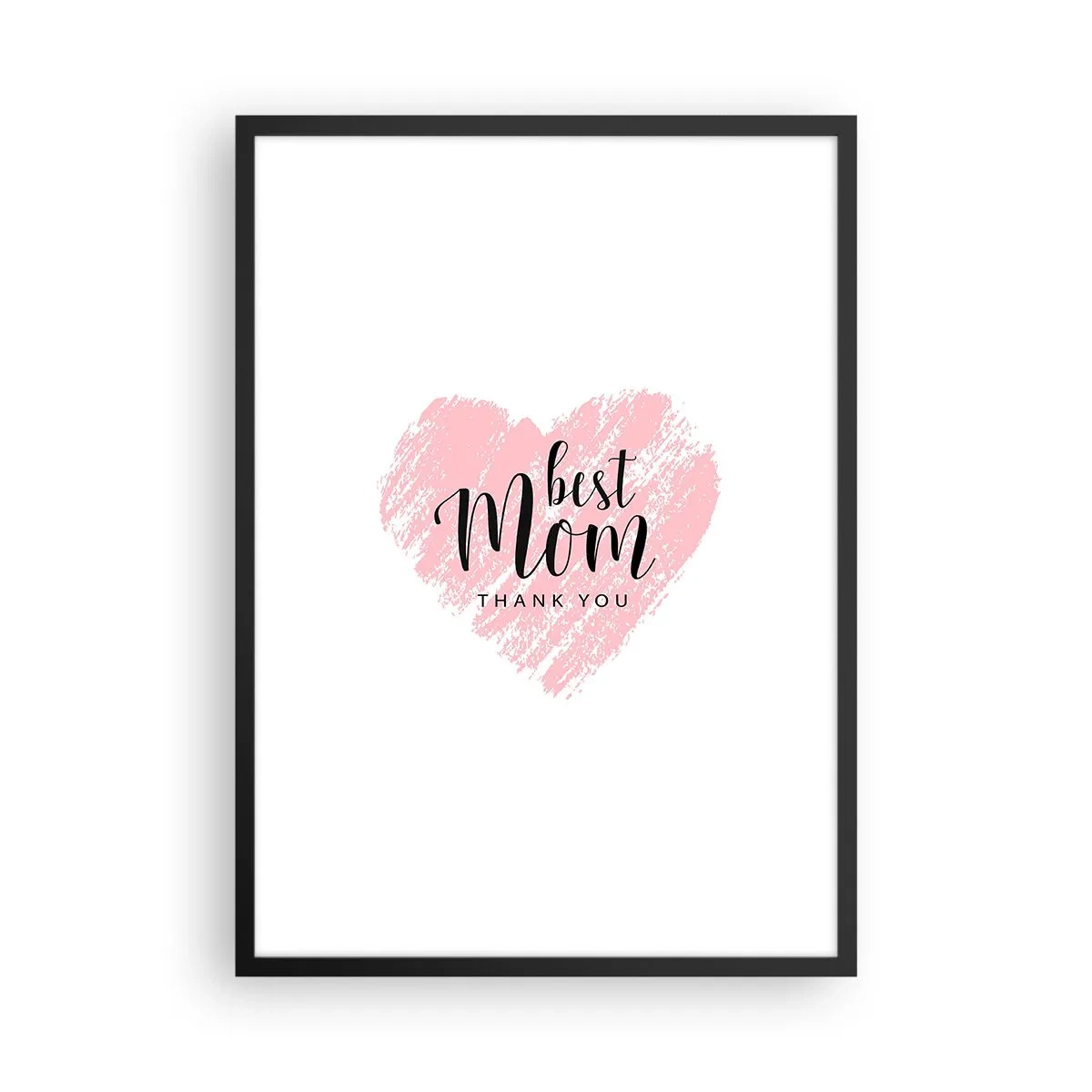 Plakát v černém rámu - Růžové srdce s textem na bílém pozadí v minimalistickém stylu - 50x70cm - Vždy pravá chvíle - Moderní nástěnná dekorace do obývacího pokoje a ložnice ARTTOR