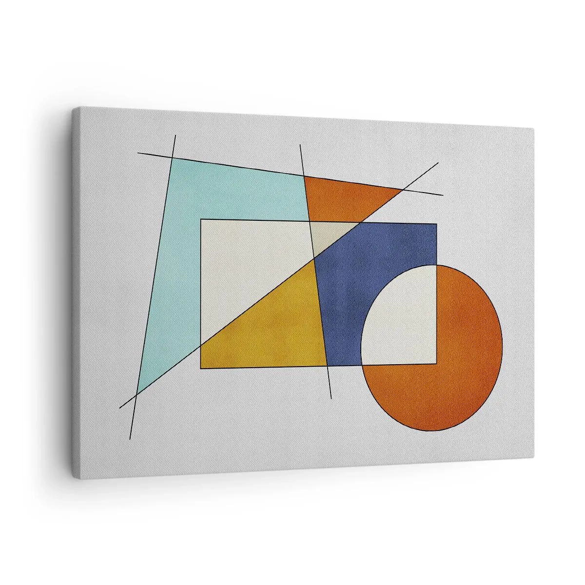 Obraz na plátně - Modernistická kompozice geometrických tvarů a barev - 70x50cm - Abstrakce: modernistická zábava - Moderní nástěnná dekorace do obývacího pokoje a ložnice ARTTOR
