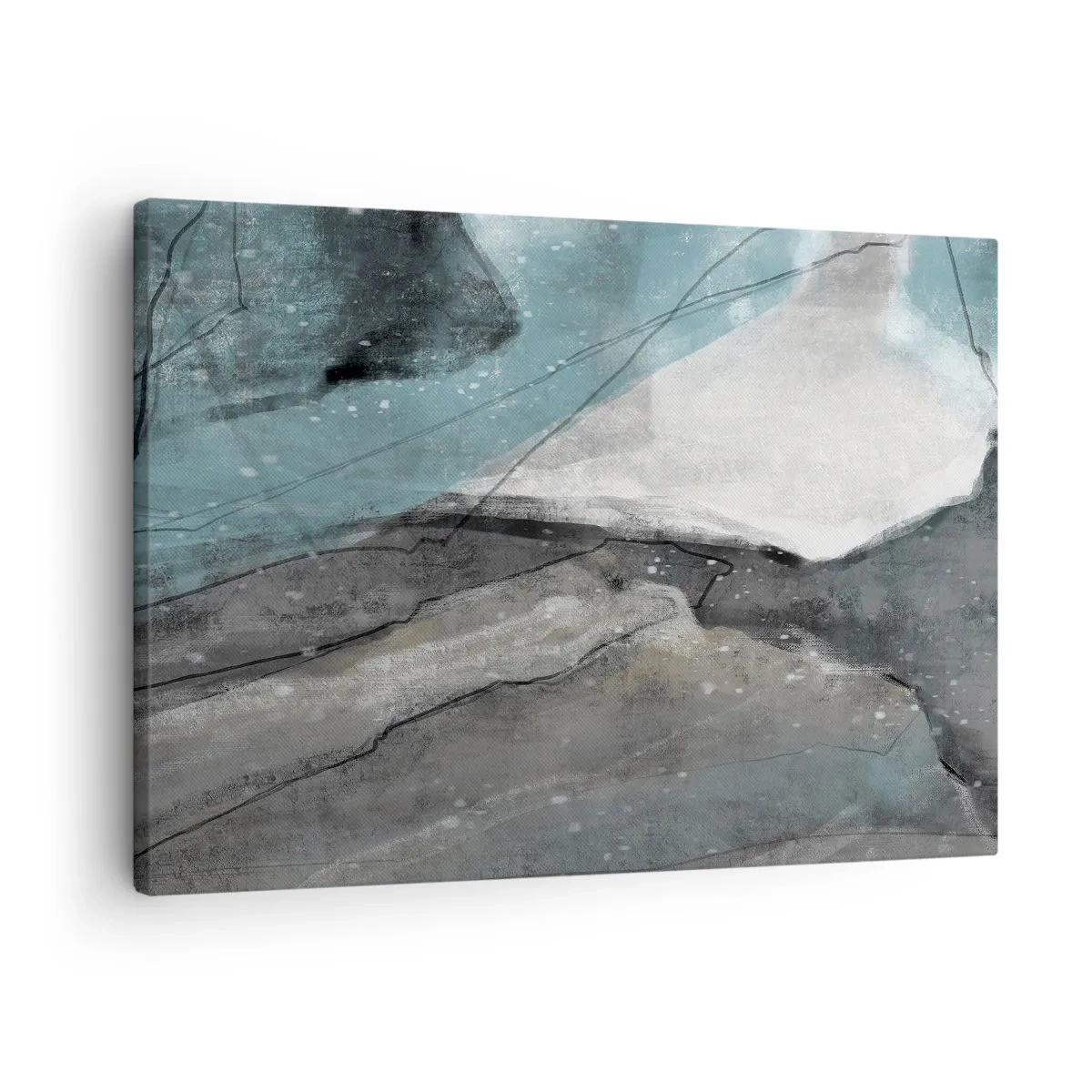 Obraz na plátně - Abstraktní kompozice v odstínech šedé a modré - 70x50cm - Abstrakce: skály a led - Moderní nástěnná dekorace do obývacího pokoje a ložnice ARTTOR