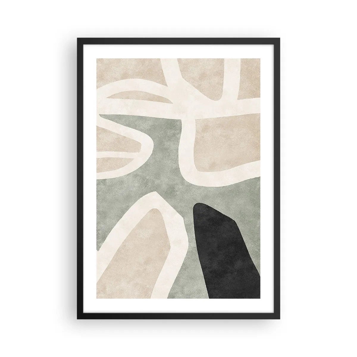 Plakát v černém rámu - Abstraktní barevná harmonie - 50x70cm - Kompozice s černým motivem - Moderní nástěnná dekorace do obývacího pokoje a ložnice ARTTOR