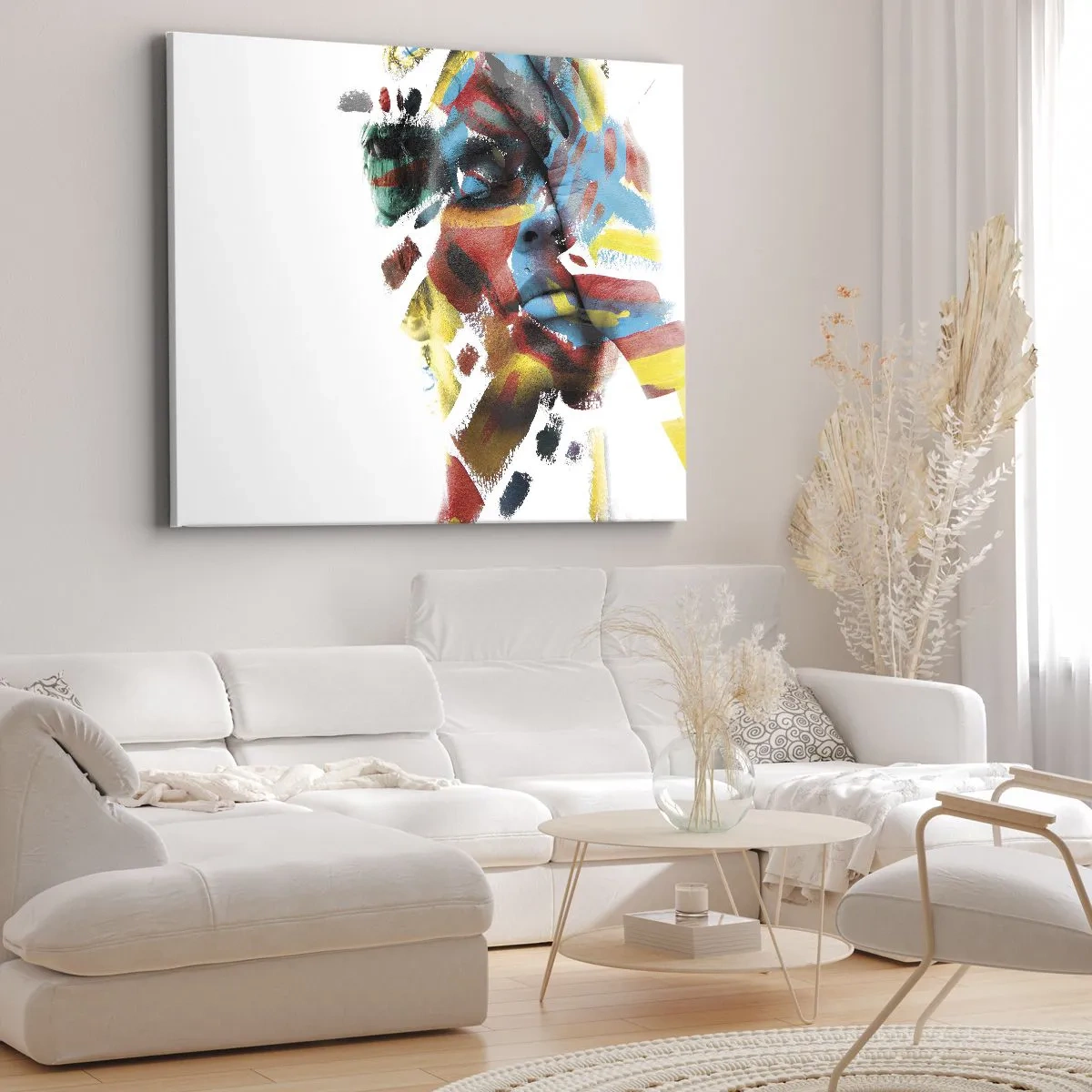 Obraz na plátně - Abstraktní portrét v živých barvách - 70x50cm - Pestrá osobnost - Moderní nástěnná dekorace do obývacího pokoje a ložnice ARTTOR