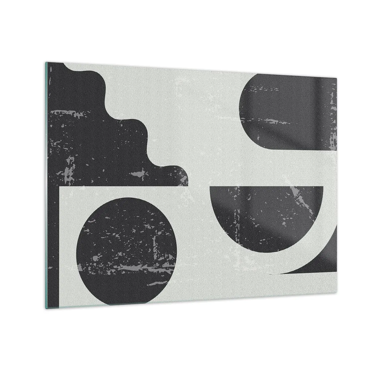 Obraz na skle - Abstraktní geometrická grafika s oděrkami - 70x50cm - Kompozice nad a pod - Moderní nástěnná dekorace do obývacího pokoje a ložnice ARTTOR